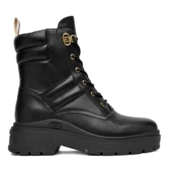 Anfibi Donna LIU JO Andrea 02 in Pelle Nera con Dettagli Bold