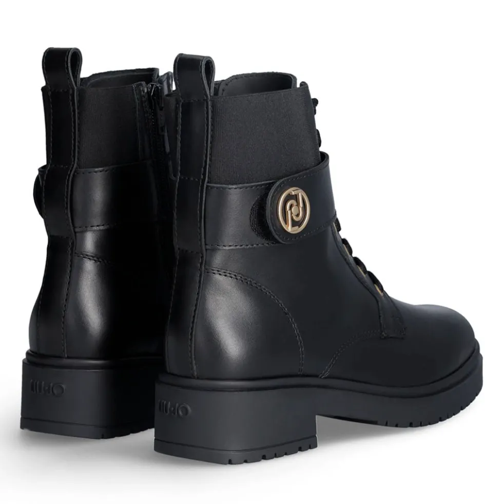 Anfibi Donna LIU JO New Nancy Eco 2-1 in Pelle Nera con Inserto Elastico