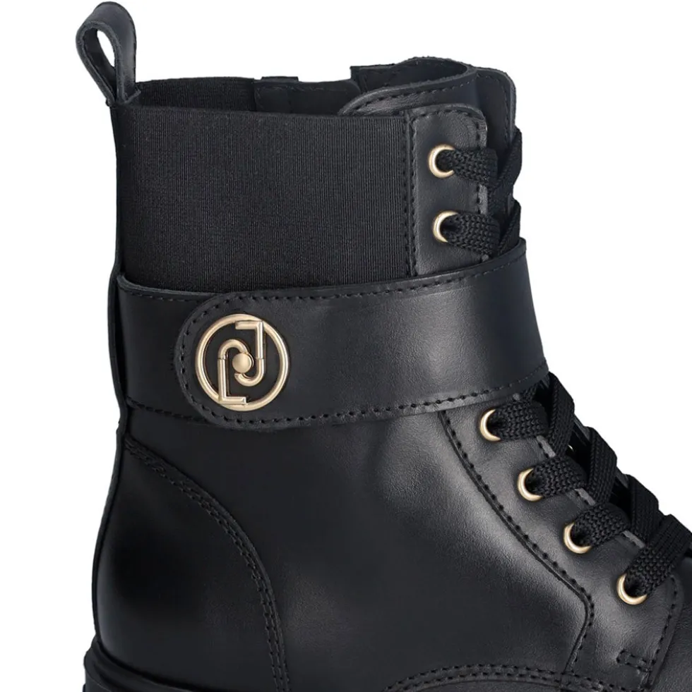 Anfibi Donna LIU JO New Nancy Eco 2-1 in Pelle Nera con Inserto Elastico