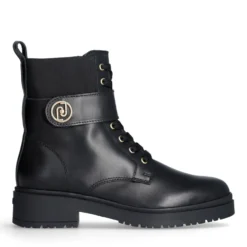 Anfibi Donna LIU JO New Nancy Eco 2-1 in Pelle Nera con Inserto Elastico