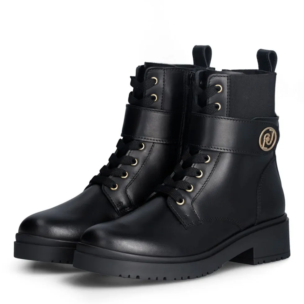Anfibi Donna LIU JO New Nancy Eco 2-1 in Pelle Nera con Inserto Elastico