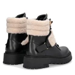 Anfibi Donna LIU JO Rumi 40 in Pelle Nera con Dettagli in Eco Fur