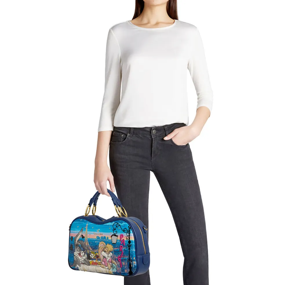 Bauletto Donna a Mano BRACCIALINI linea Cartoline Looney Tunes stampa Parigi