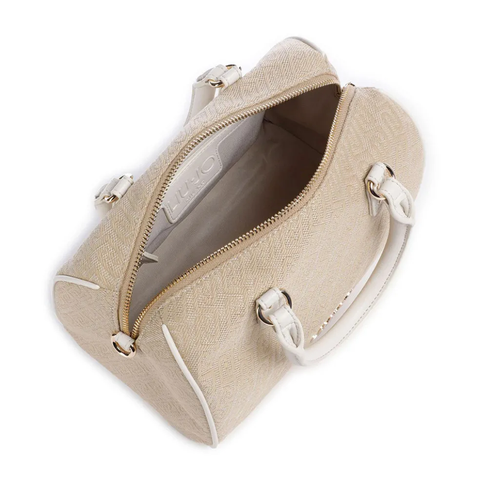 Bauletto Donna a Mano LIU JO in Tessuto Jacquard con Logo Monogram Bianco