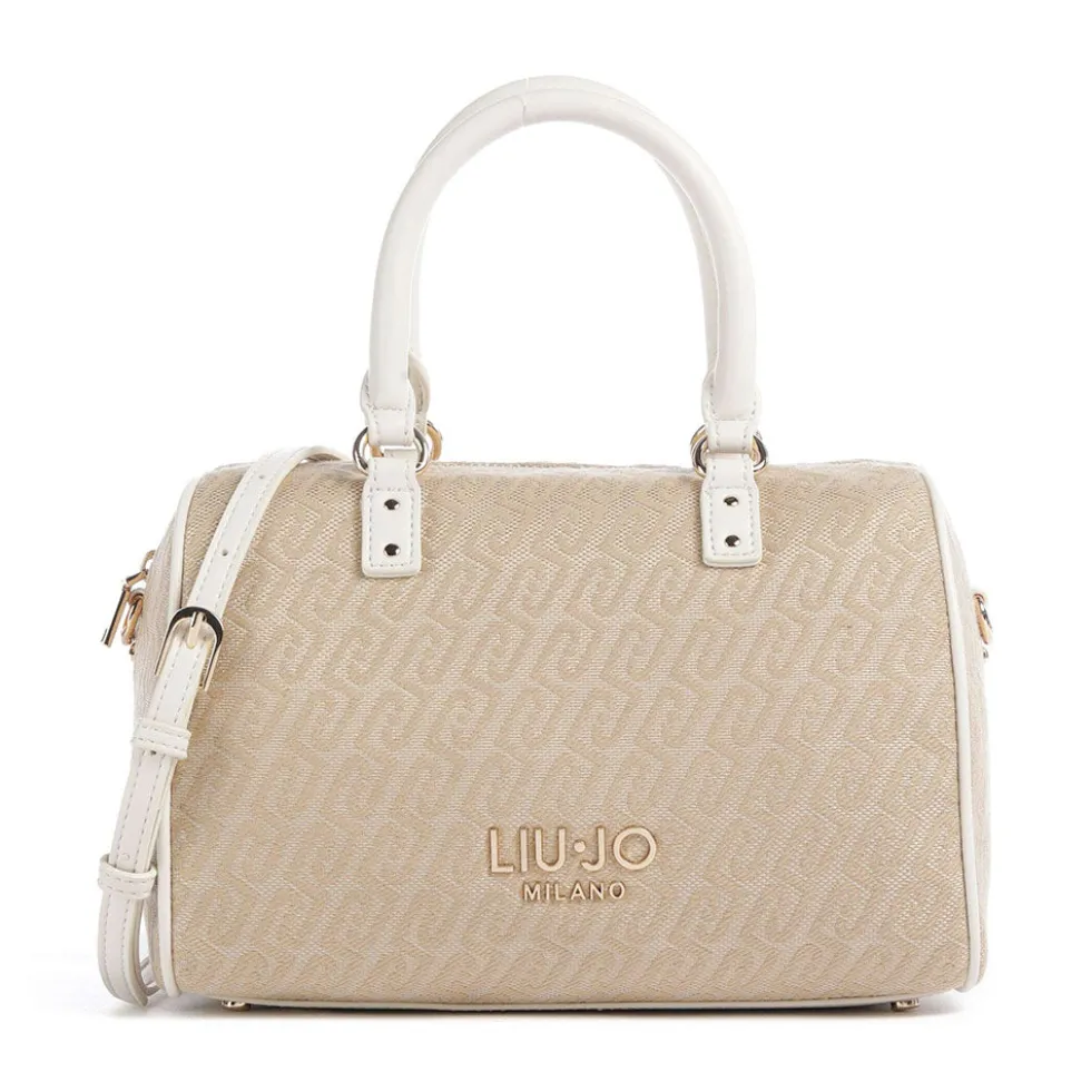 Bauletto Donna a Mano LIU JO in Tessuto Jacquard con Logo Monogram Bianco