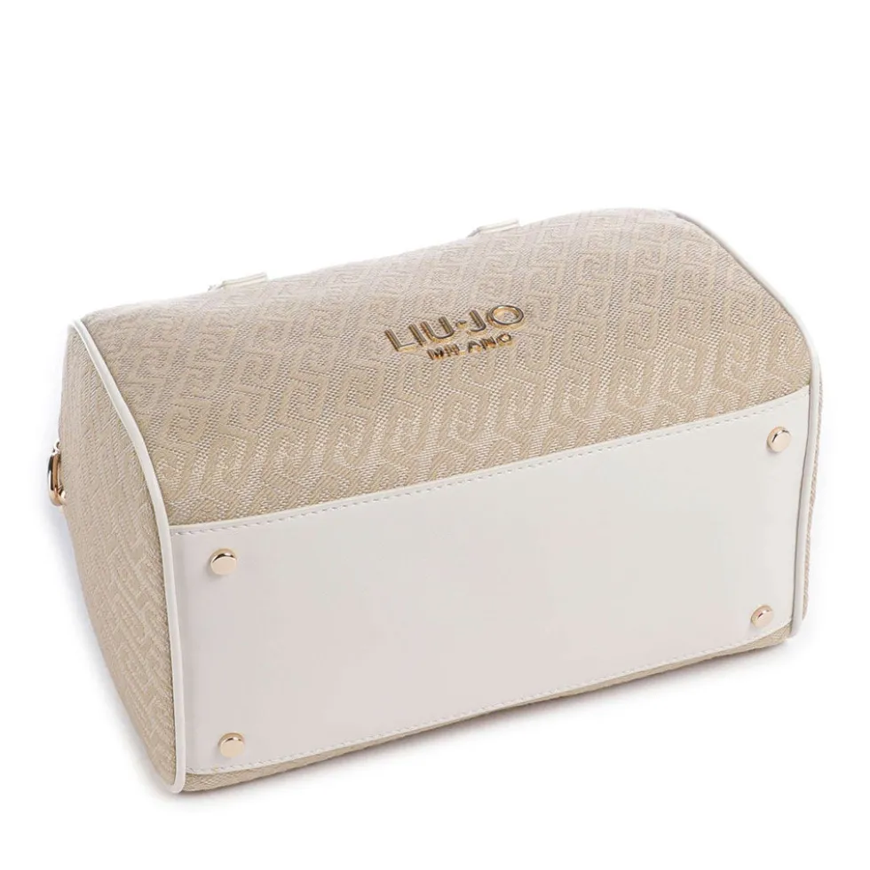 Bauletto Donna a Mano LIU JO in Tessuto Jacquard con Logo Monogram Bianco