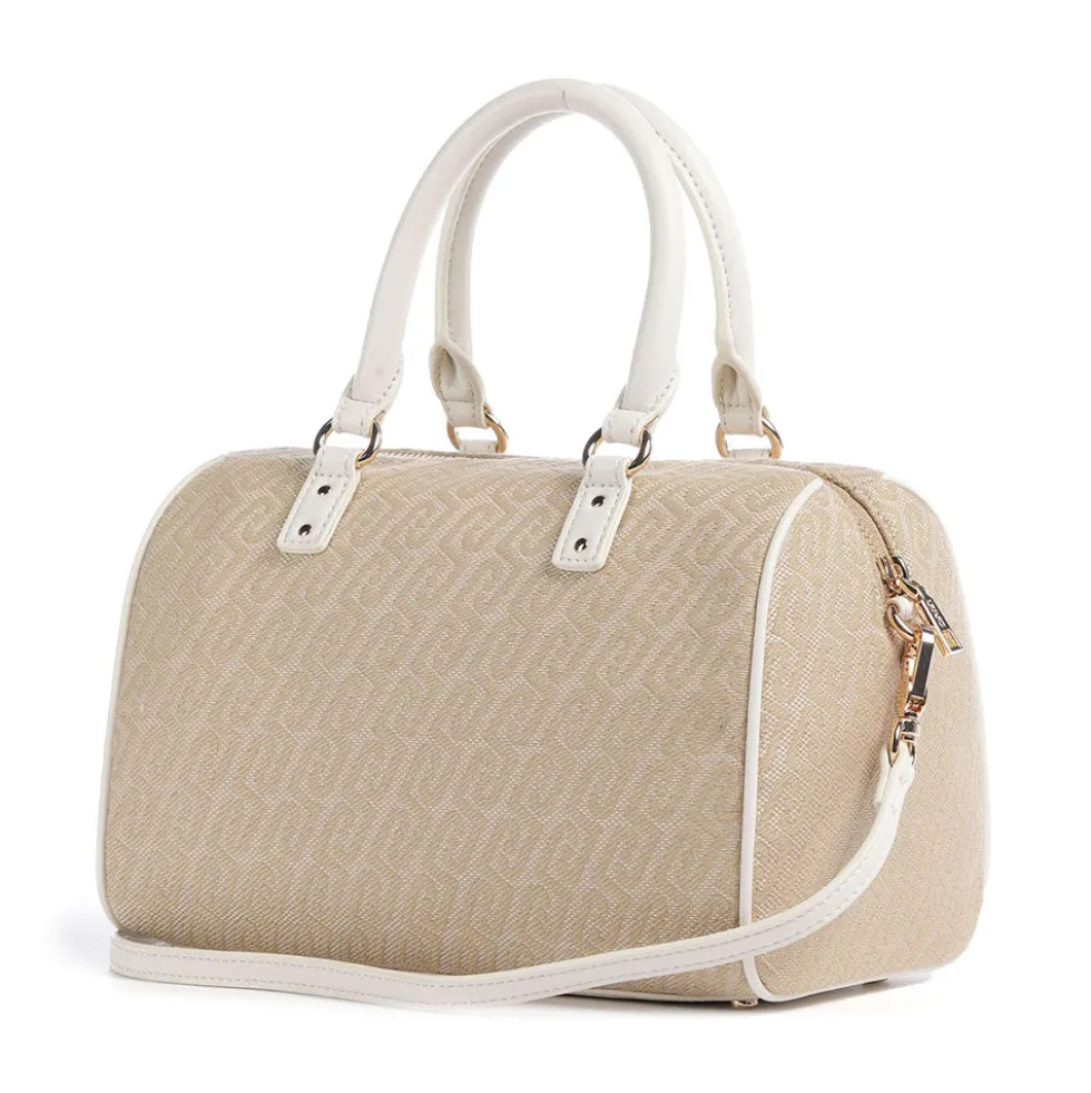 Bauletto Donna a Mano LIU JO in Tessuto Jacquard con Logo Monogram Bianco