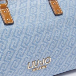 Bauletto Donna a Mano LIU JO in Tessuto Jacquard con Logo Monogram Dusty Blue