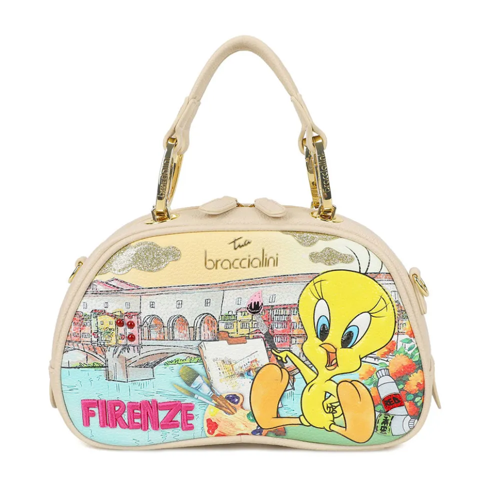 Bauletto Donna a Mano Media BRACCIALINI linea Cartoline Looney Tunes stampa Firenze