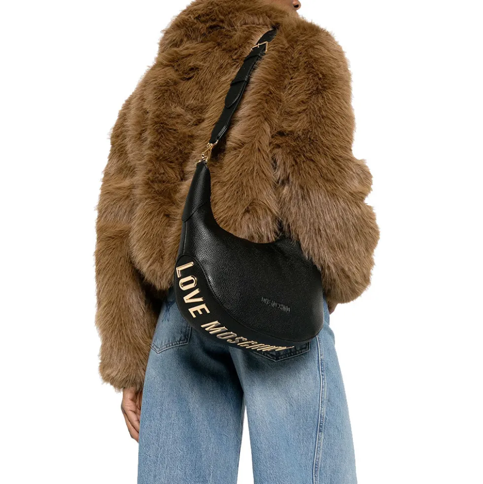 Borsa a Spalla Asimmetrica LOVE MOSCHINO linea Giant Logo Nero