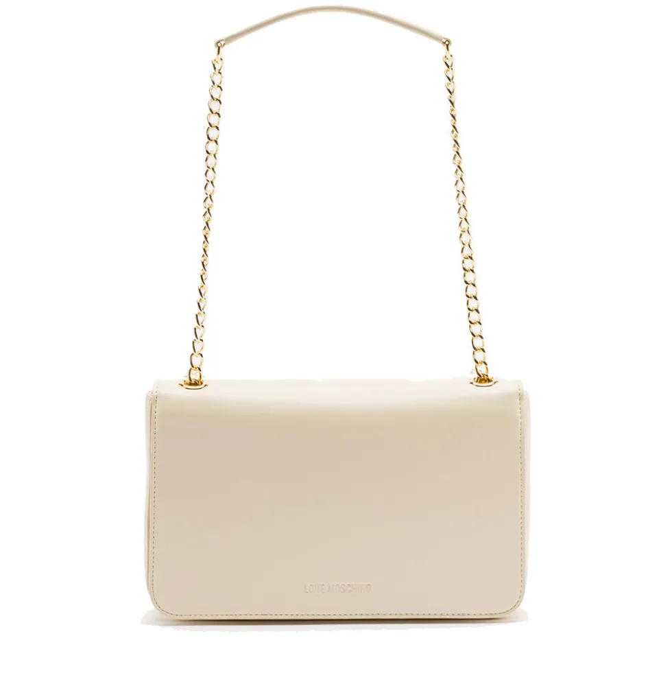 Borsa a Spalla e a Tracolla LOVE MOSCHINO Avorio con Cuore Rosso con Logo