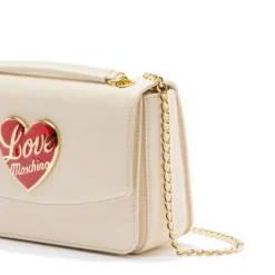 Borsa a Spalla e a Tracolla LOVE MOSCHINO Avorio con Cuore Rosso con Logo