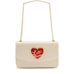 Borsa a Spalla e a Tracolla LOVE MOSCHINO Avorio con Cuore Rosso con Logo