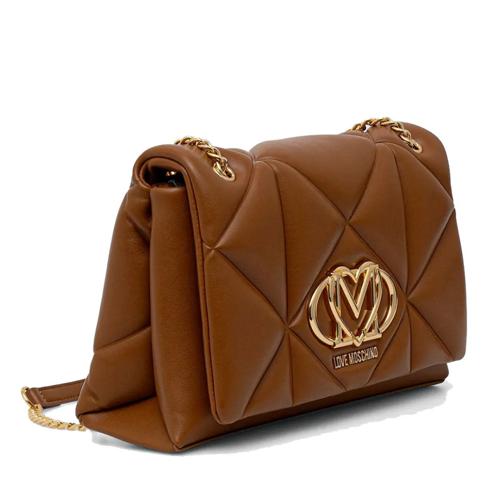 Borsa a Spalla e a Tracolla Trapuntata LOVE MOSCHINO linea Embossed color Cuoio