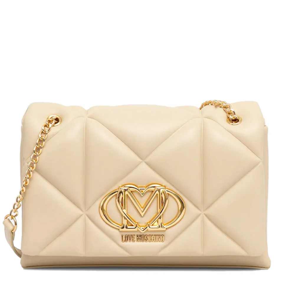Borsa a Spalla e a Tracolla Trapuntata LOVE MOSCHINO linea Embossed color Burro