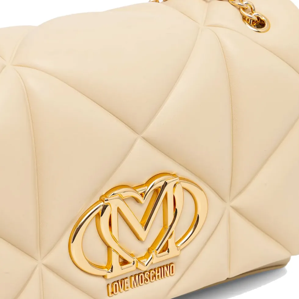 Borsa a Spalla e a Tracolla Trapuntata LOVE MOSCHINO linea Embossed color Burro