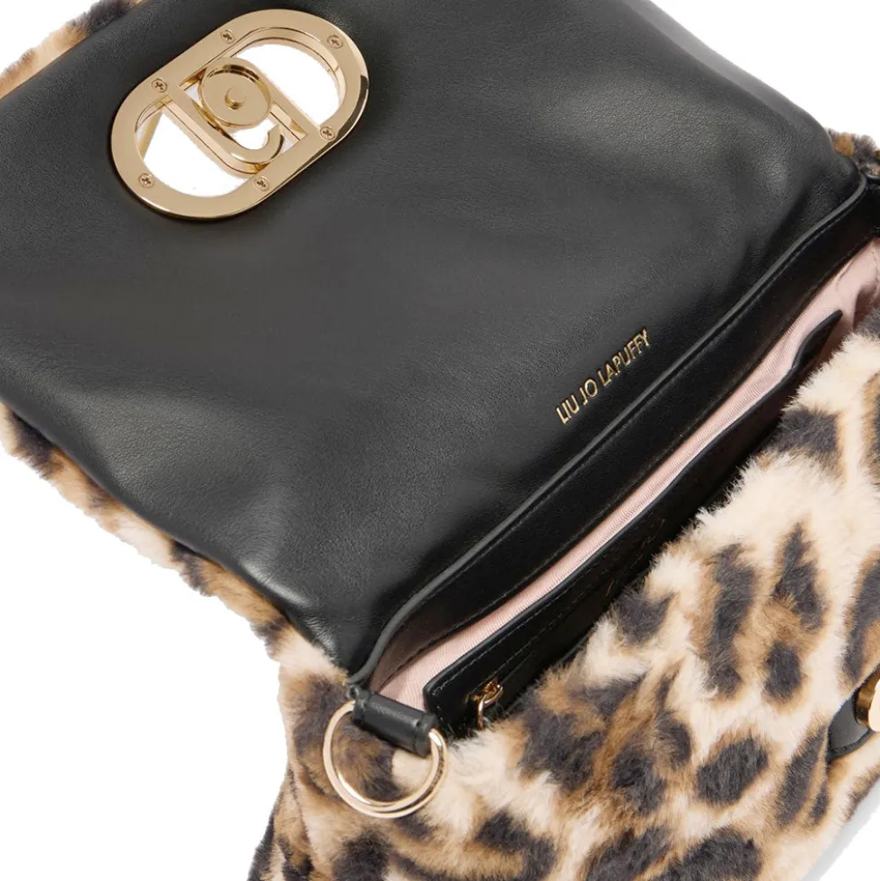 Borsa a Spalla Media LIU JO linea LaPuffy in Pelliccia Sintetica stampa Animalier