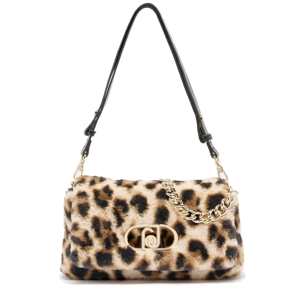 Borsa a Spalla Media LIU JO linea LaPuffy in Pelliccia Sintetica stampa Animalier