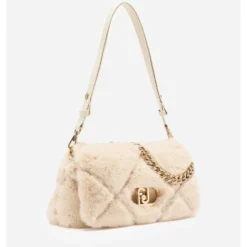Borsa a Spalla Media LIU JO linea LaPuffy in Pelliccia Sintetica Trapuntata Marmo