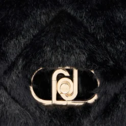 Borsa a Spalla Media LIU JO linea LaPuffy in Pelliccia Sintetica Trapuntata Nera