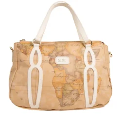 Borsa Donna a Mano 1A Classe Alviero Martini linea Soft Petals in Tessuto Soft Geo Classic e Avorio LE57