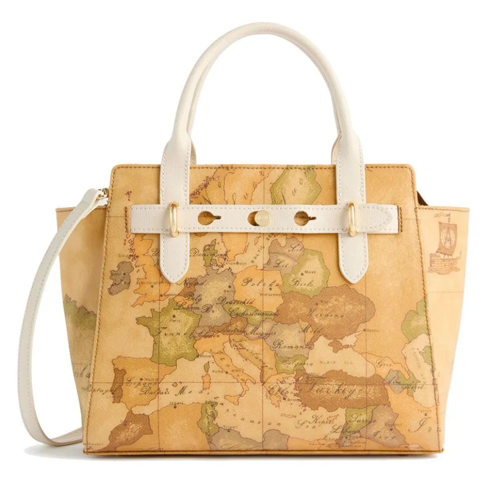 Borsa Donna a Mano 1A Classe Alviero Martini linea Escape Geo stampa Geo Classic e Avorio LE61