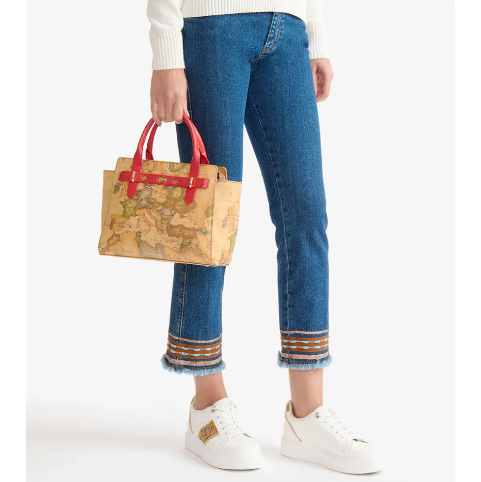 Borsa Donna a Mano 1A Classe Alviero Martini linea Escape Geo stampa Geo Classic e Avorio LE61