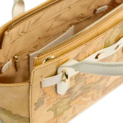 Borsa Donna a Mano 1A Classe Alviero Martini linea Escape Geo stampa Geo Classic e Avorio LE61