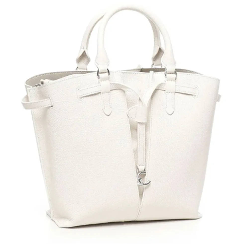 Borsa Donna a Mano a Secchiello COCCINELLE in Pelle Colore Blanco linea Flores Misura Piccola