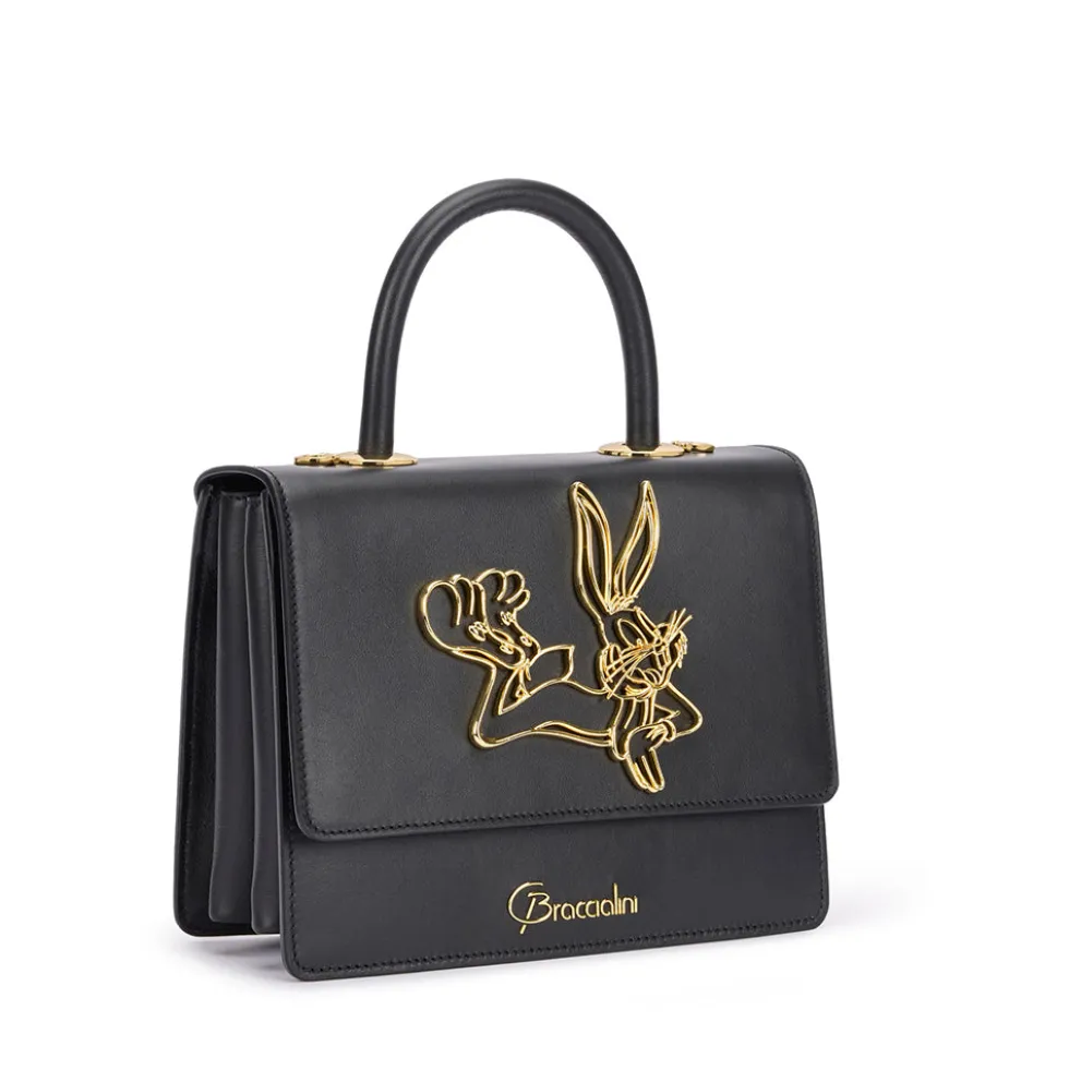 Borsa Donna a Mano BRACCIALINI linea Audrey Bugs Bunny in Pelle Nera