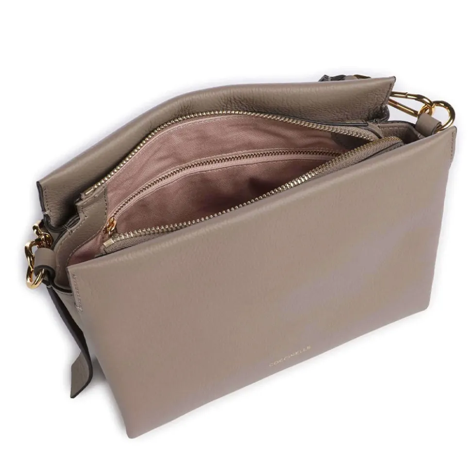 Borsa Donna a Mano COCCINELLE linea Boheme Small in Pelle Warm Taupe - Rosette