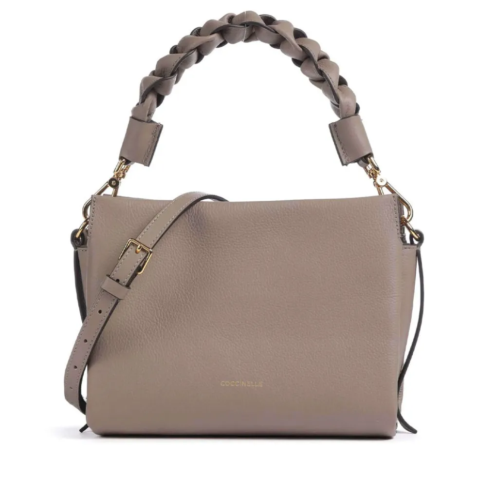 Borsa Donna a Mano COCCINELLE linea Boheme Small in Pelle Warm Taupe - Rosette