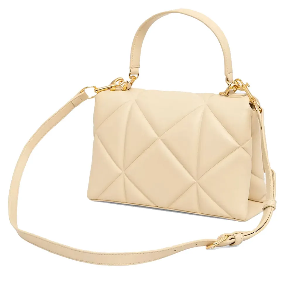 Borsa Donna a Mano con Tracolla LOVE MOSCHINO linea Embossed Trapuntata color Burro