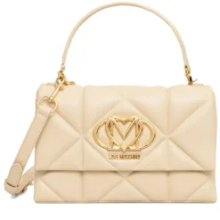 Borsa Donna a Mano con Tracolla LOVE MOSCHINO linea Embossed Trapuntata color Burro