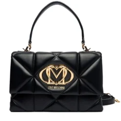 Borsa Donna a Mano con Tracolla LOVE MOSCHINO linea Embossed Trapuntata Nera