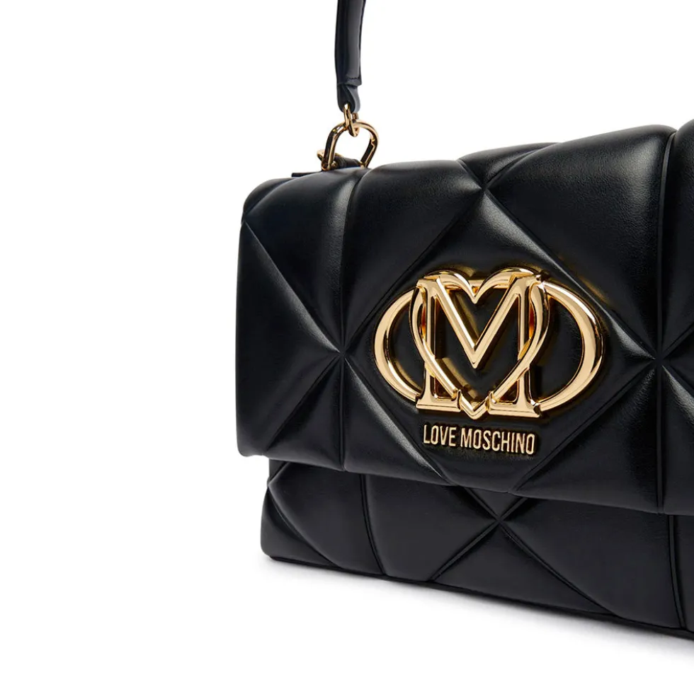 Borsa Donna a Mano con Tracolla LOVE MOSCHINO linea Embossed Trapuntata Nera