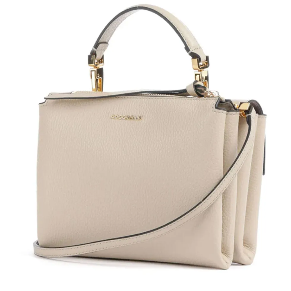 Borsa Donna a Mano con Tracolla COCCINELLE Linea Arlettis in Pelle colore Sandshell