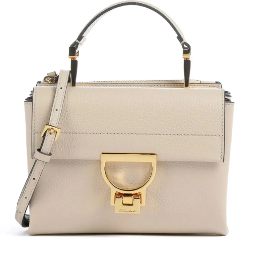 Borsa Donna a Mano con Tracolla COCCINELLE Linea Arlettis in Pelle colore Sandshell