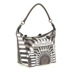 Borsa Donna a Mano con Tracolla GABS G3 PLUS Large in Pelle stampa Portone B/N