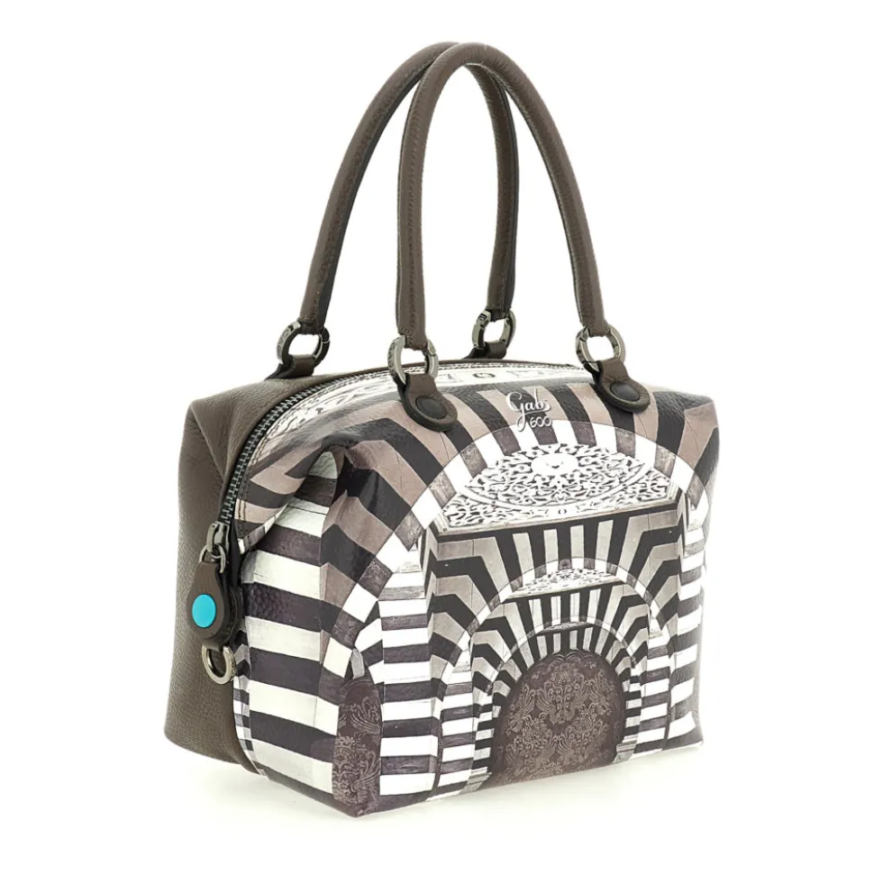 Borsa Donna a Mano con Tracolla GABS G3 PLUS Large in Pelle stampa Portone B/N