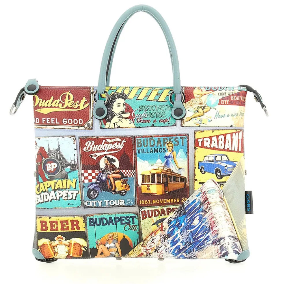 Borsa Donna a Mano con Tracolla GABS G3 PLUS Medium in Pelle stampa Budapest