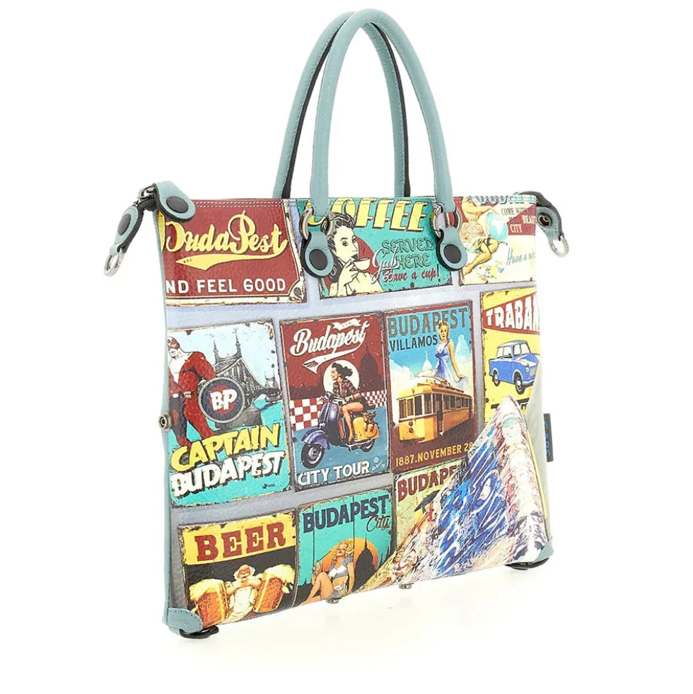 Borsa Donna a Mano con Tracolla GABS G3 PLUS Medium in Pelle stampa Budapest