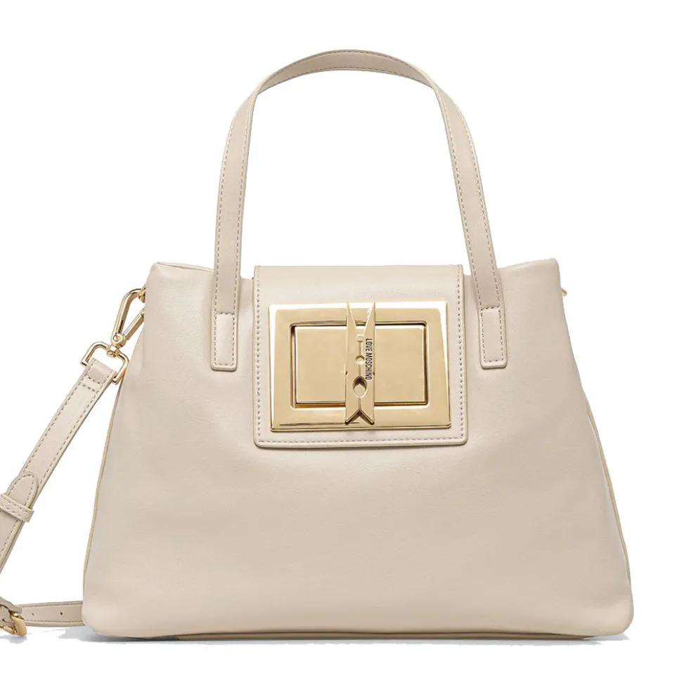 Borsa Donna a Mano con Tracolla LOVE MOSCHINO linea Clothespin Avorio