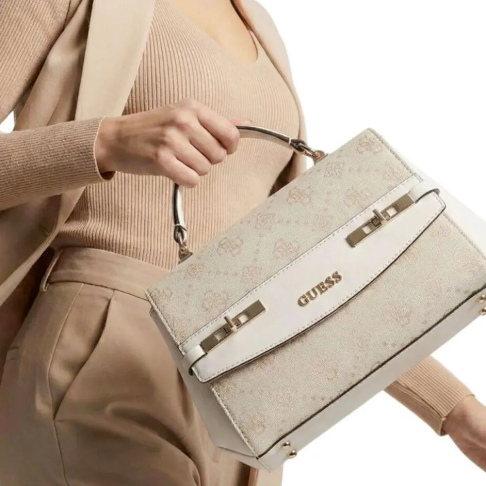 Borsa Donna a Mano GUESS Linea Melinda Colore Off White Logo Misura Piccola