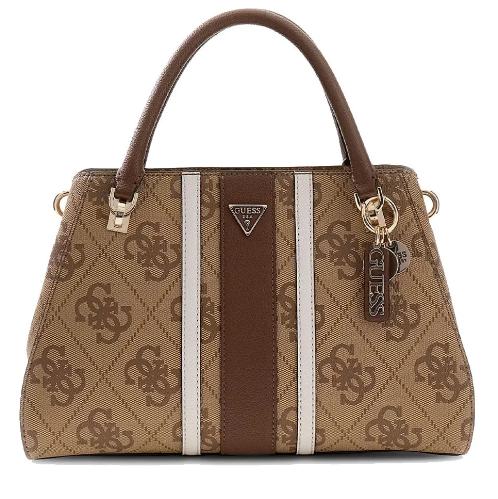 Borsa Donna a Mano GUESS Linea Noelle Colore Latte Logo - Brown