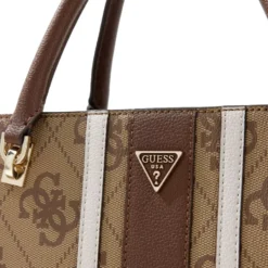 Borsa Donna a Mano GUESS Linea Noelle Colore Latte Logo - Brown