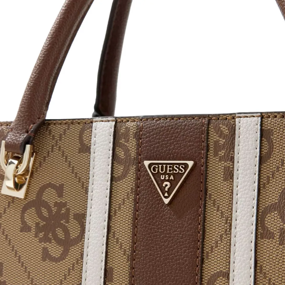 Borsa Donna a Mano GUESS Linea Noelle Colore Latte Logo - Brown