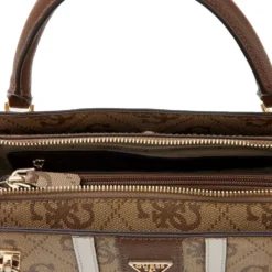 Borsa Donna a Mano GUESS Linea Noelle Colore Latte Logo - Brown