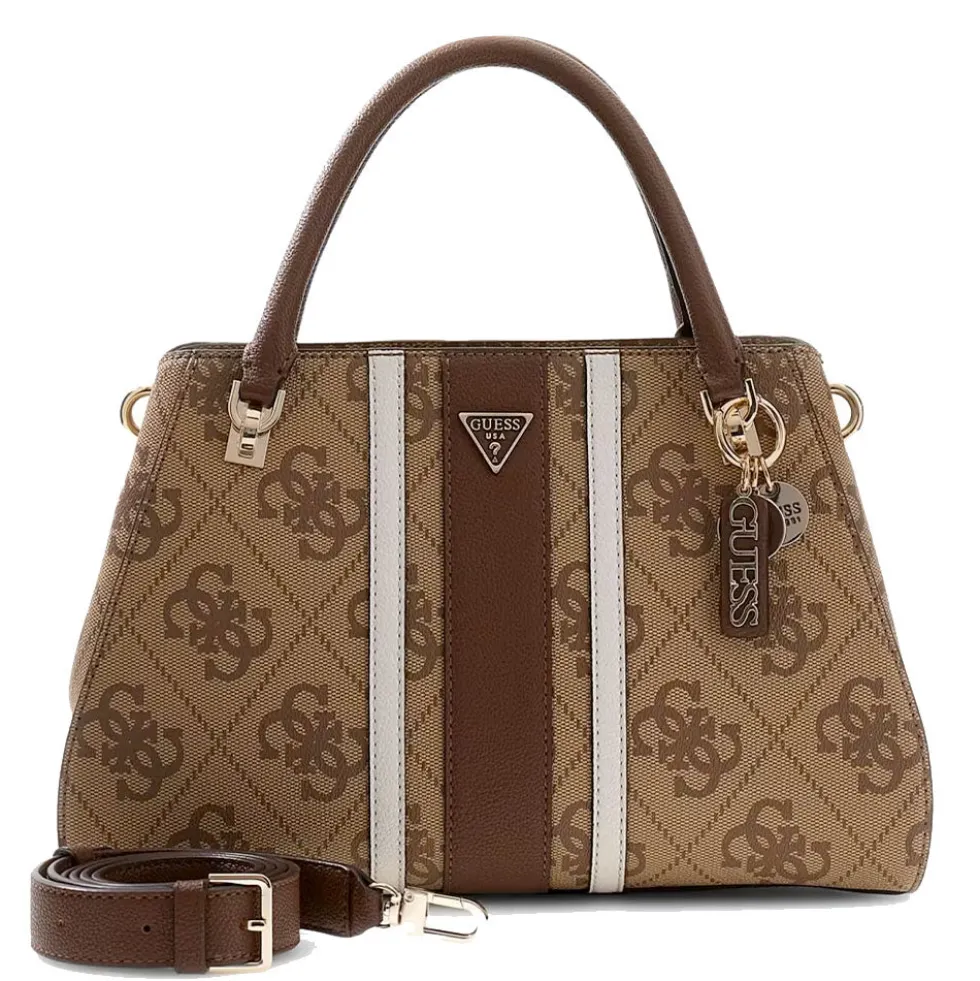 Borsa Donna a Mano GUESS Linea Noelle Colore Latte Logo - Brown