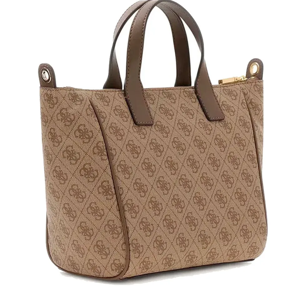 Borsa Donna a Mano in Tessuto GUESS Linea Follie colore Latte Logo